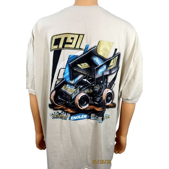 Gildan Other - Cale Thomas Sprint Car #91 Dirt Track Racing Khaki T Shirt 3XL Engler Pace